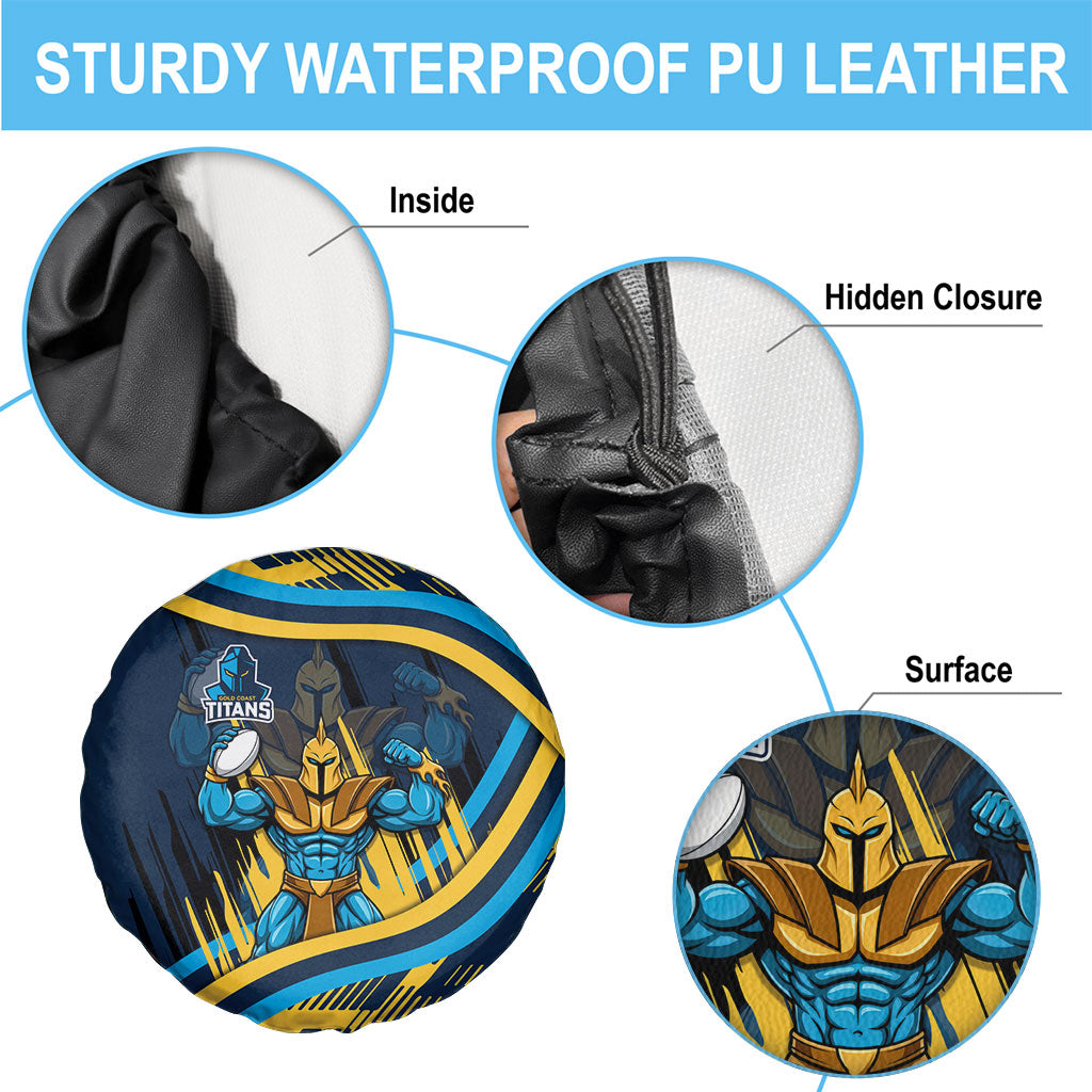 Titans Rugby Mascot Spare Tire Cover Fierce Athlete Graphic in Sports Style