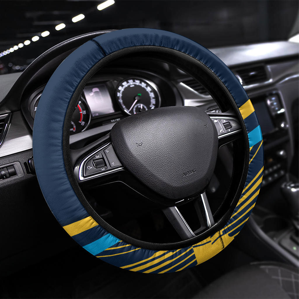Titans Rugby Mascot Steering Wheel Cover Fierce Athlete Graphic in Sports Style