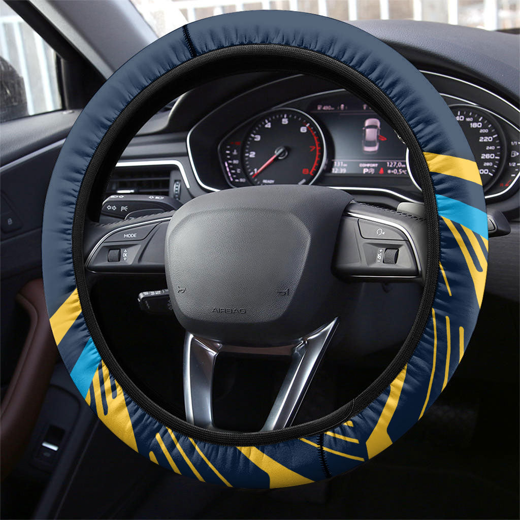 Titans Rugby Mascot Steering Wheel Cover Fierce Athlete Graphic in Sports Style