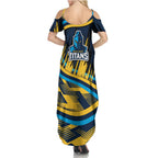 Titans Rugby Mascot Summer Maxi Dress Fierce Athlete Graphic in Sports Style