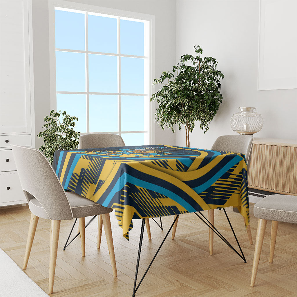 Titans Rugby Mascot Tablecloth Fierce Athlete Graphic in Sports Style