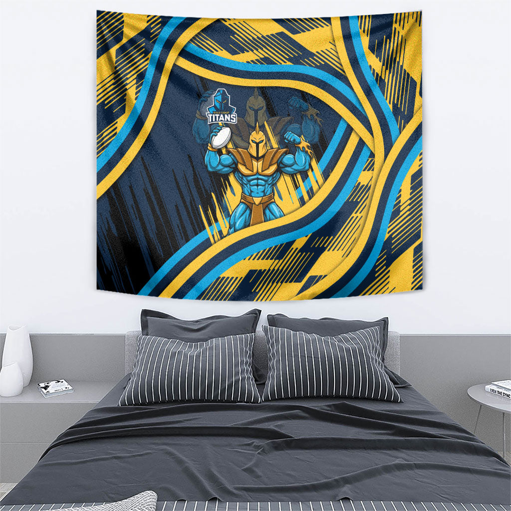 Titans Rugby Mascot Tapestry Fierce Athlete Graphic in Sports Style