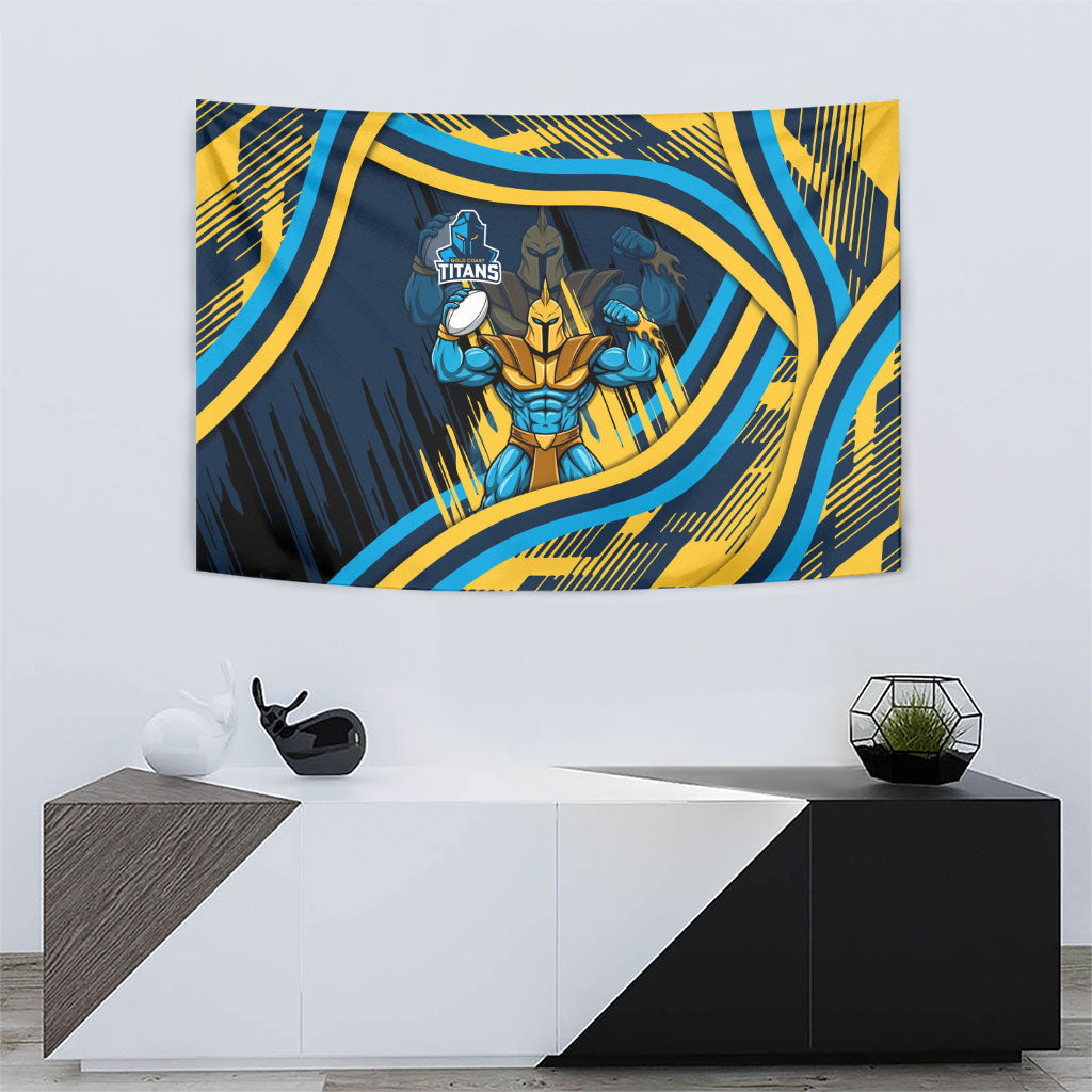 Titans Rugby Mascot Tapestry Fierce Athlete Graphic in Sports Style