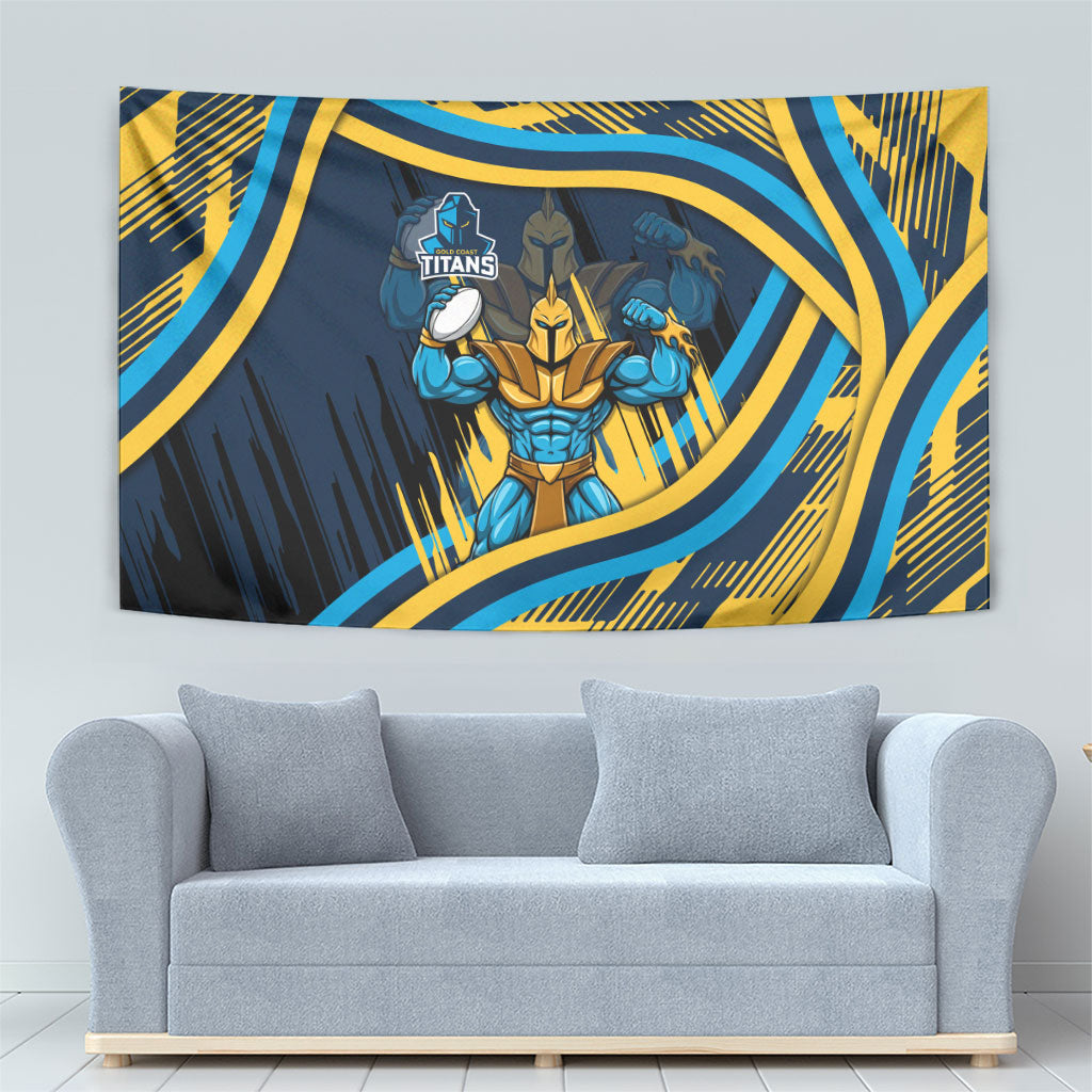 Titans Rugby Mascot Tapestry Fierce Athlete Graphic in Sports Style