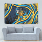 Titans Rugby Mascot Tapestry Fierce Athlete Graphic in Sports Style
