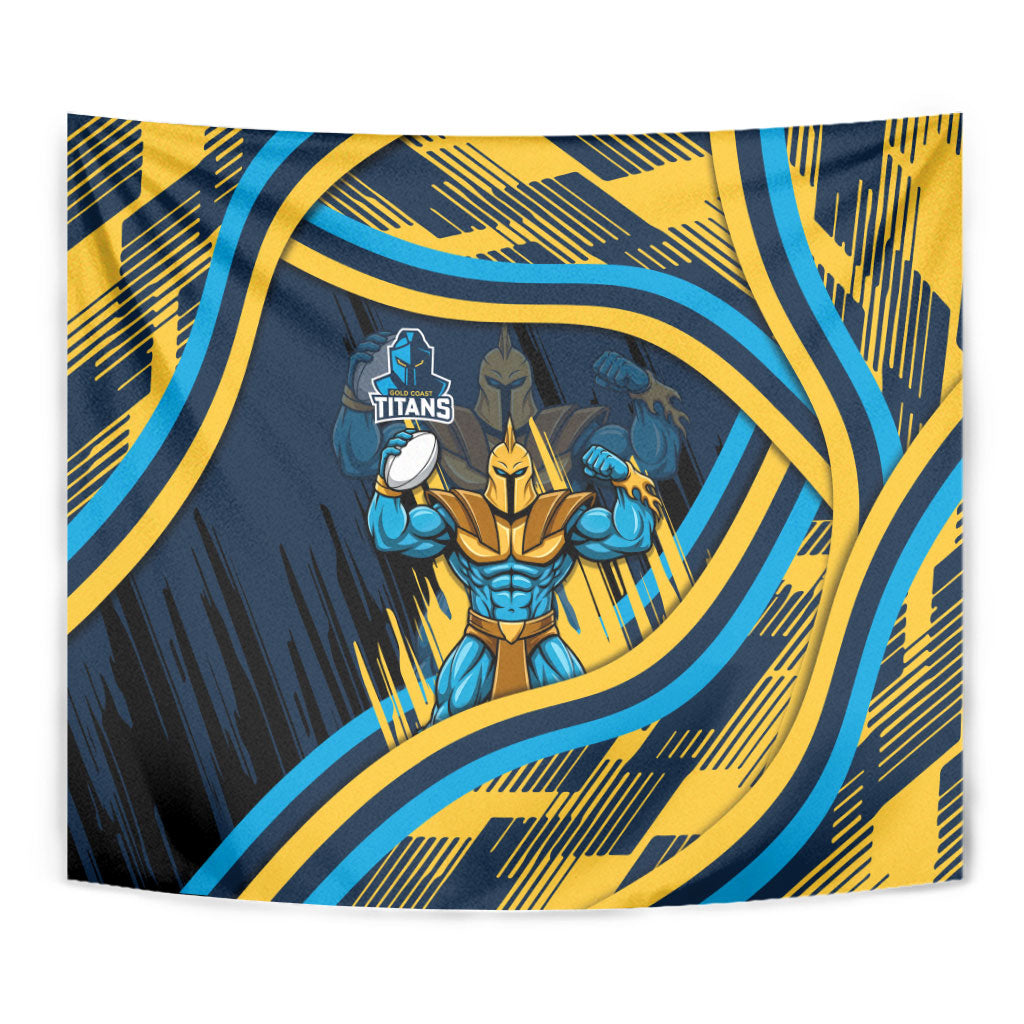 Titans Rugby Mascot Tapestry Fierce Athlete Graphic in Sports Style