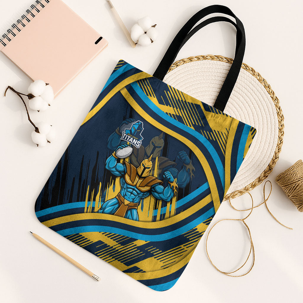 Titans Rugby Mascot Tote Bag Fierce Athlete Graphic in Sports Style