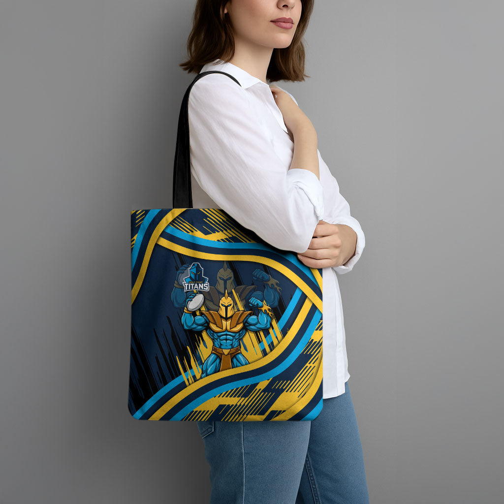 Titans Rugby Mascot Tote Bag Fierce Athlete Graphic in Sports Style