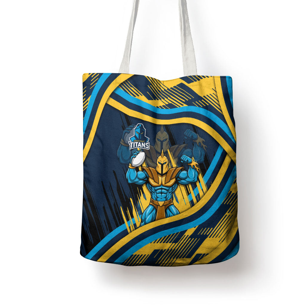 Titans Rugby Mascot Tote Bag Fierce Athlete Graphic in Sports Style