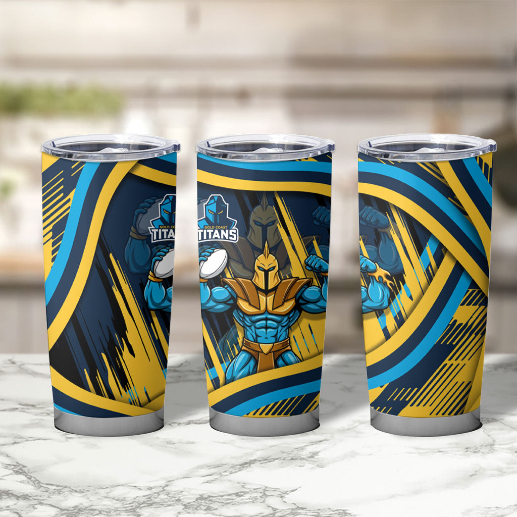 Titans Rugby Mascot Tumbler Cup Fierce Athlete Graphic in Sports Style