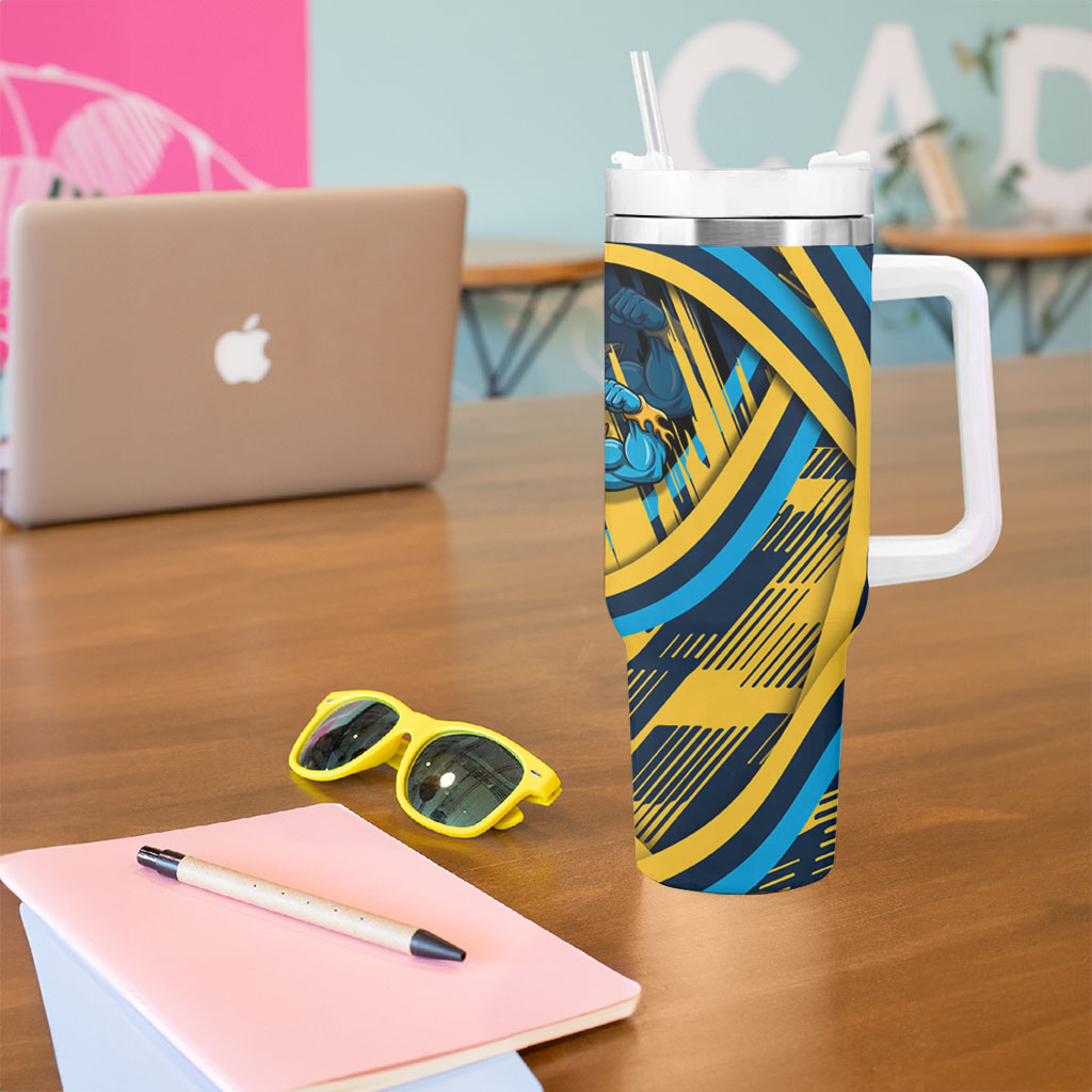 Titans Rugby Mascot Tumbler With Handle Fierce Athlete Graphic in Sports Style