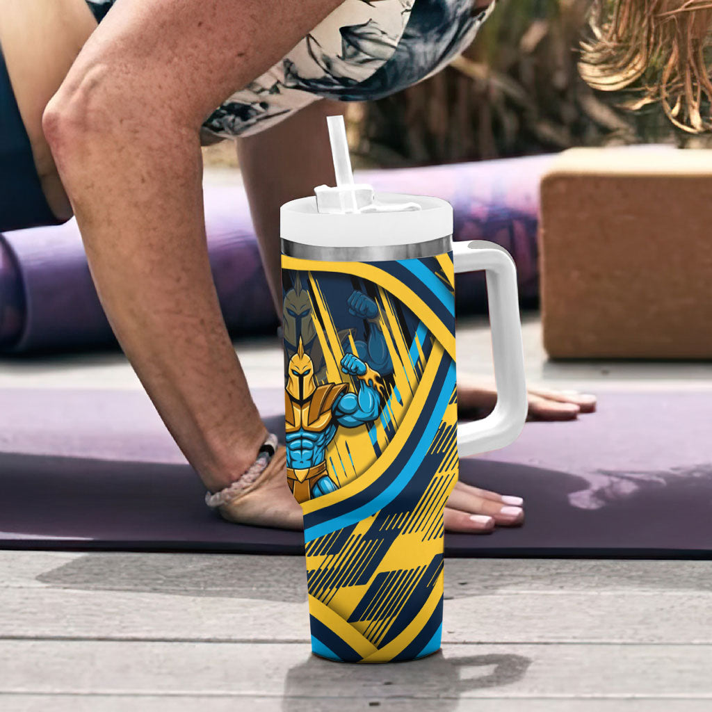 Titans Rugby Mascot Tumbler With Handle Fierce Athlete Graphic in Sports Style