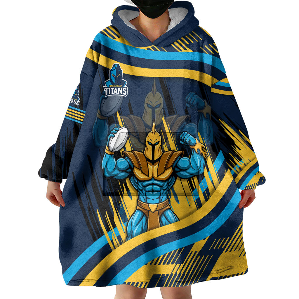 Titans Rugby Mascot Wearable Blanket Hoodie Fierce Athlete Graphic in Sports Style