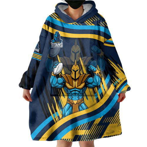 Titans Rugby Mascot Wearable Blanket Hoodie Fierce Athlete Graphic in Sports Style