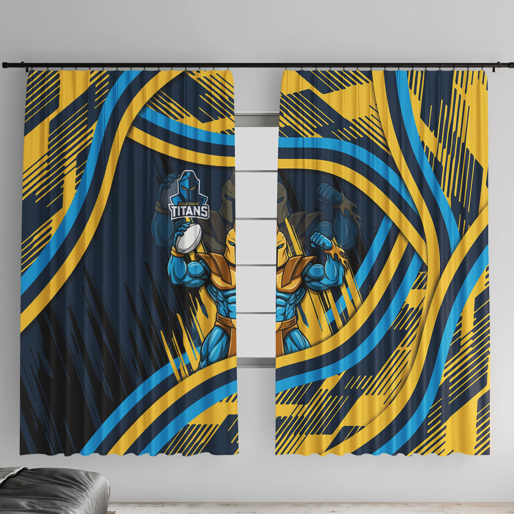 Titans Rugby Mascot Window Curtain Fierce Athlete Graphic in Sports Style