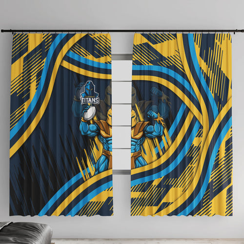 Titans Rugby Mascot Window Curtain Fierce Athlete Graphic in Sports Style