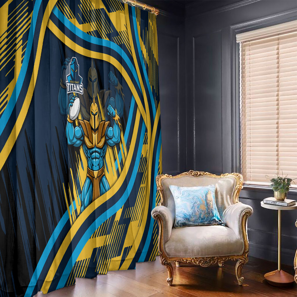 Titans Rugby Mascot Window Curtain Fierce Athlete Graphic in Sports Style
