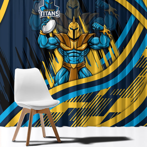 Titans Rugby Mascot Window Curtain Fierce Athlete Graphic in Sports Style