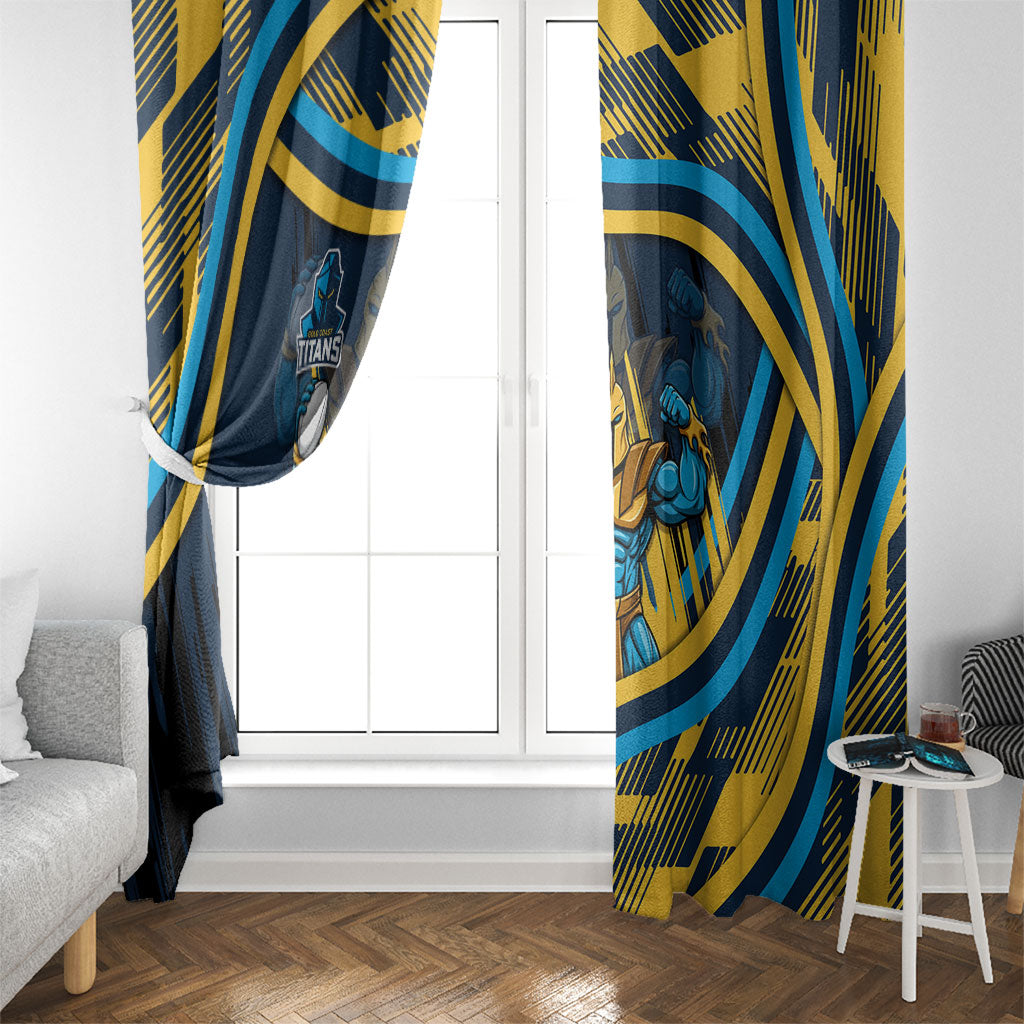Titans Rugby Mascot Window Curtain Fierce Athlete Graphic in Sports Style