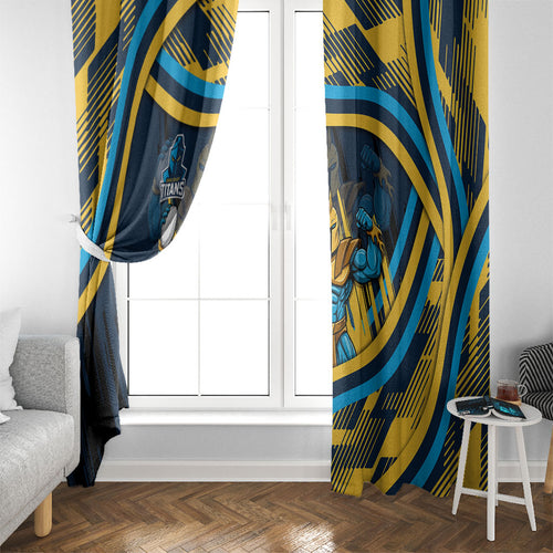 Titans Rugby Mascot Window Curtain Fierce Athlete Graphic in Sports Style