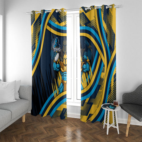 Titans Rugby Mascot Window Curtain Fierce Athlete Graphic in Sports Style