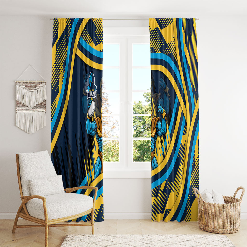 Titans Rugby Mascot Window Curtain Fierce Athlete Graphic in Sports Style