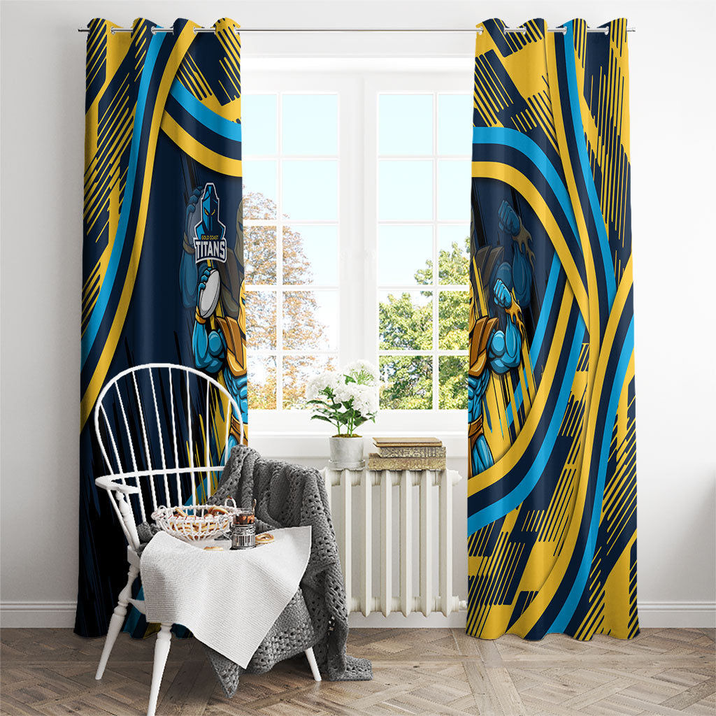 Titans Rugby Mascot Window Curtain Fierce Athlete Graphic in Sports Style