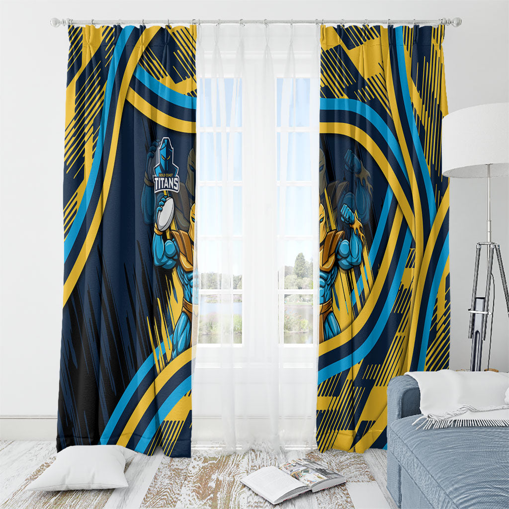 Titans Rugby Mascot Window Curtain Fierce Athlete Graphic in Sports Style