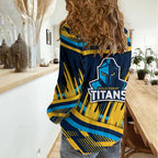 Titans Rugby Mascot Women Casual Shirt Fierce Athlete Graphic in Sports Style