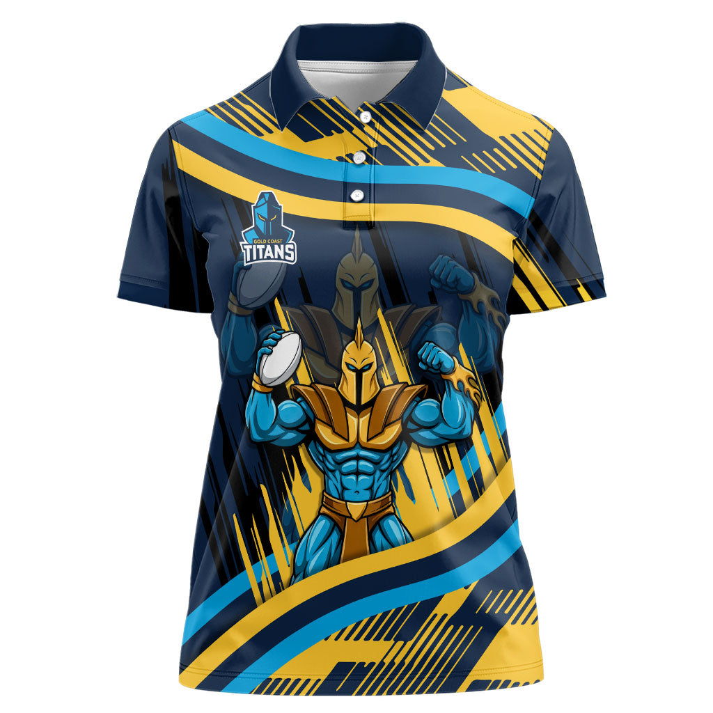 Titans Rugby Mascot Women Polo Shirt Fierce Athlete Graphic in Sports Style