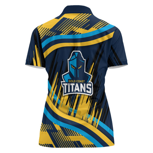 Titans Rugby Mascot Women Polo Shirt Fierce Athlete Graphic in Sports Style