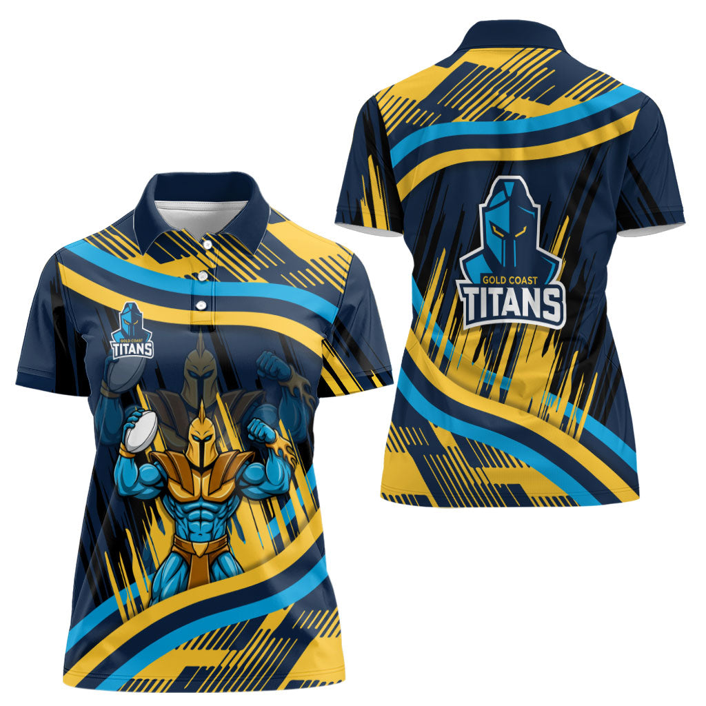 Titans Rugby Mascot Women Polo Shirt Fierce Athlete Graphic in Sports Style