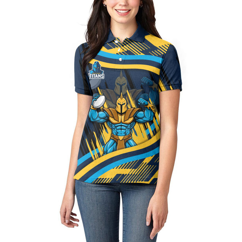 Titans Rugby Mascot Women Polo Shirt Fierce Athlete Graphic in Sports Style