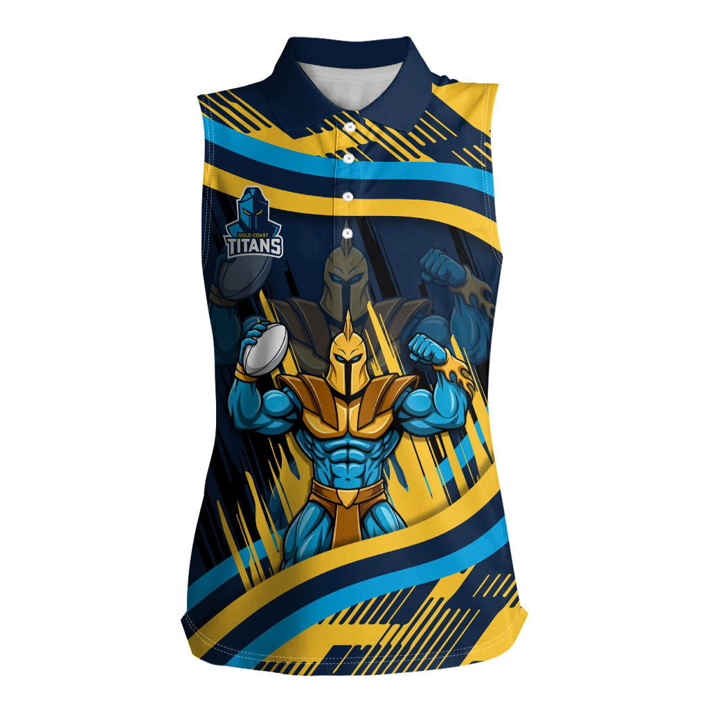 Titans Rugby Mascot Women Sleeveless Polo Shirt Fierce Athlete Graphic in Sports Style