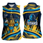 Titans Rugby Mascot Women Sleeveless Polo Shirt Fierce Athlete Graphic in Sports Style