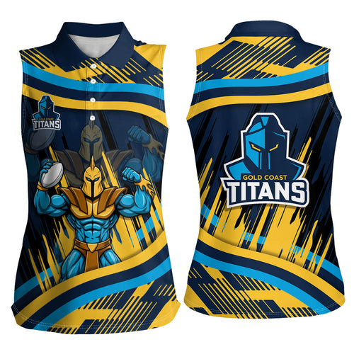 Titans Rugby Mascot Women Sleeveless Polo Shirt Fierce Athlete Graphic in Sports Style