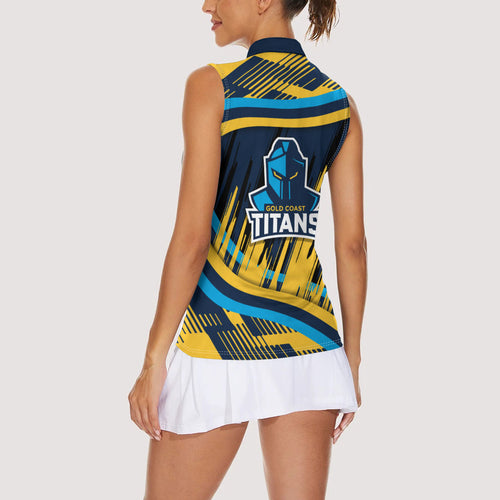 Titans Rugby Mascot Women Sleeveless Polo Shirt Fierce Athlete Graphic in Sports Style