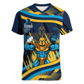 Titans Rugby Mascot Women V-Neck T-Shirt Fierce Athlete Graphic in Sports Style