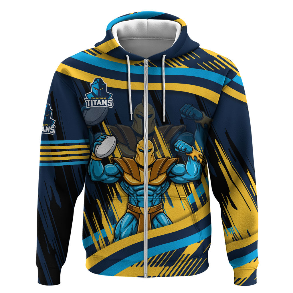 Titans Rugby Mascot Zip Hoodie Fierce Athlete Graphic in Sports Style