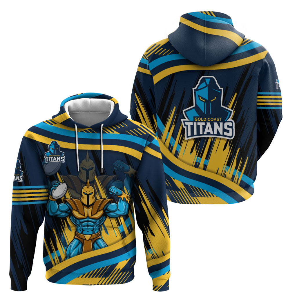 Titans Rugby Mascot Zip Hoodie Fierce Athlete Graphic in Sports Style