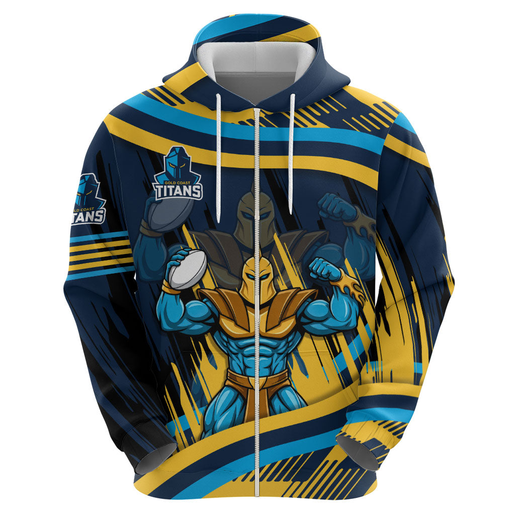 Titans Rugby Mascot Zip Hoodie Fierce Athlete Graphic in Sports Style