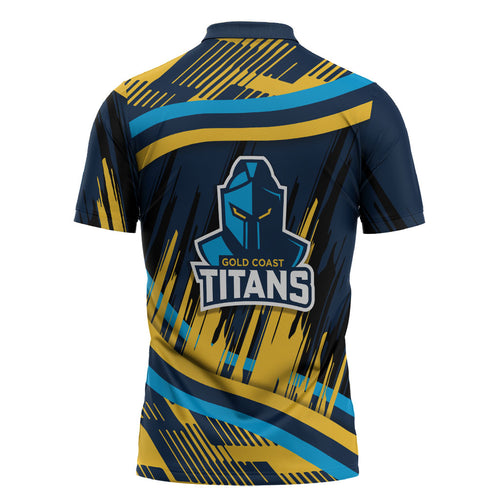 Titans Rugby Mascot Zipper Polo Shirt Fierce Athlete Graphic in Sports Style