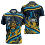 Titans Rugby Mascot Zipper Polo Shirt Fierce Athlete Graphic in Sports Style