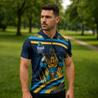 Titans Rugby Mascot Zipper Polo Shirt Fierce Athlete Graphic in Sports Style