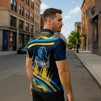 Titans Rugby Mascot Zipper Polo Shirt Fierce Athlete Graphic in Sports Style
