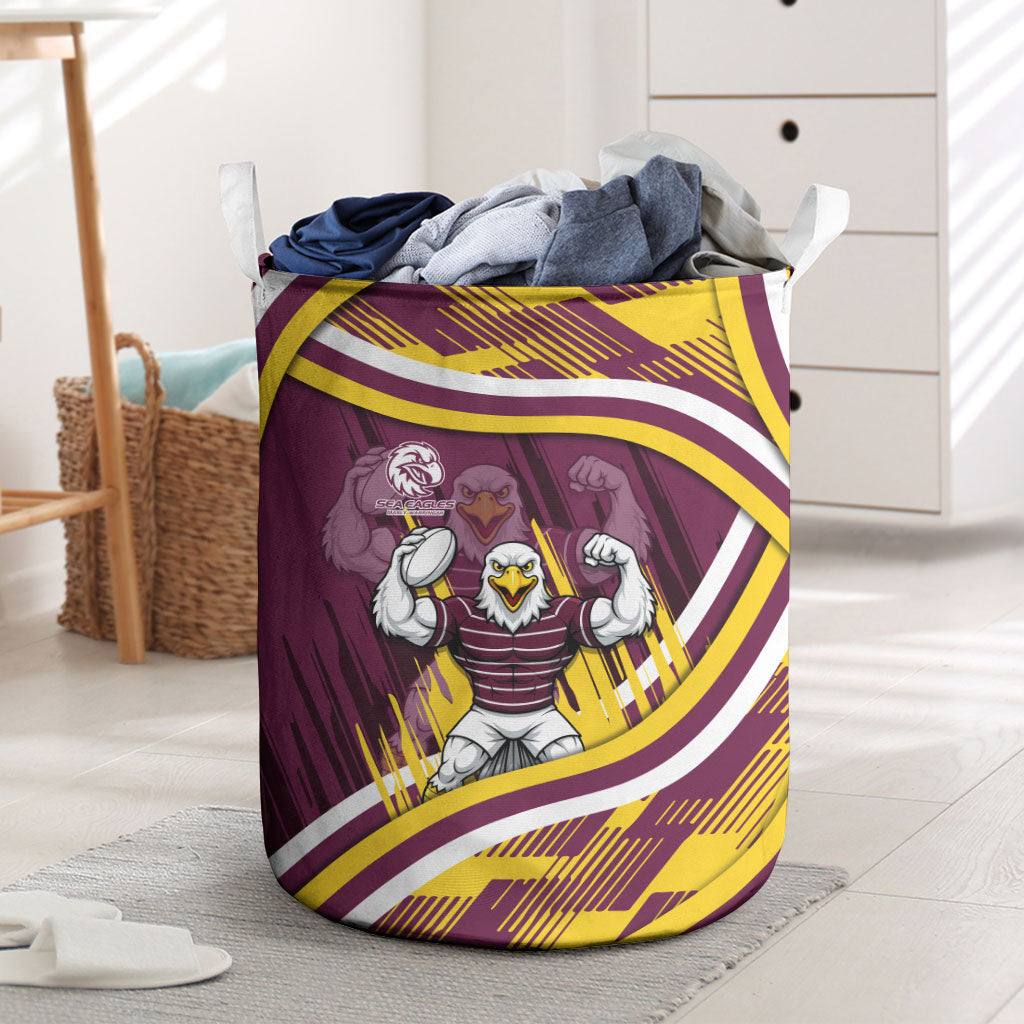 Sea Eagles Rugby Mascot Laundry Basket Fierce Athlete Graphic in Sports Style