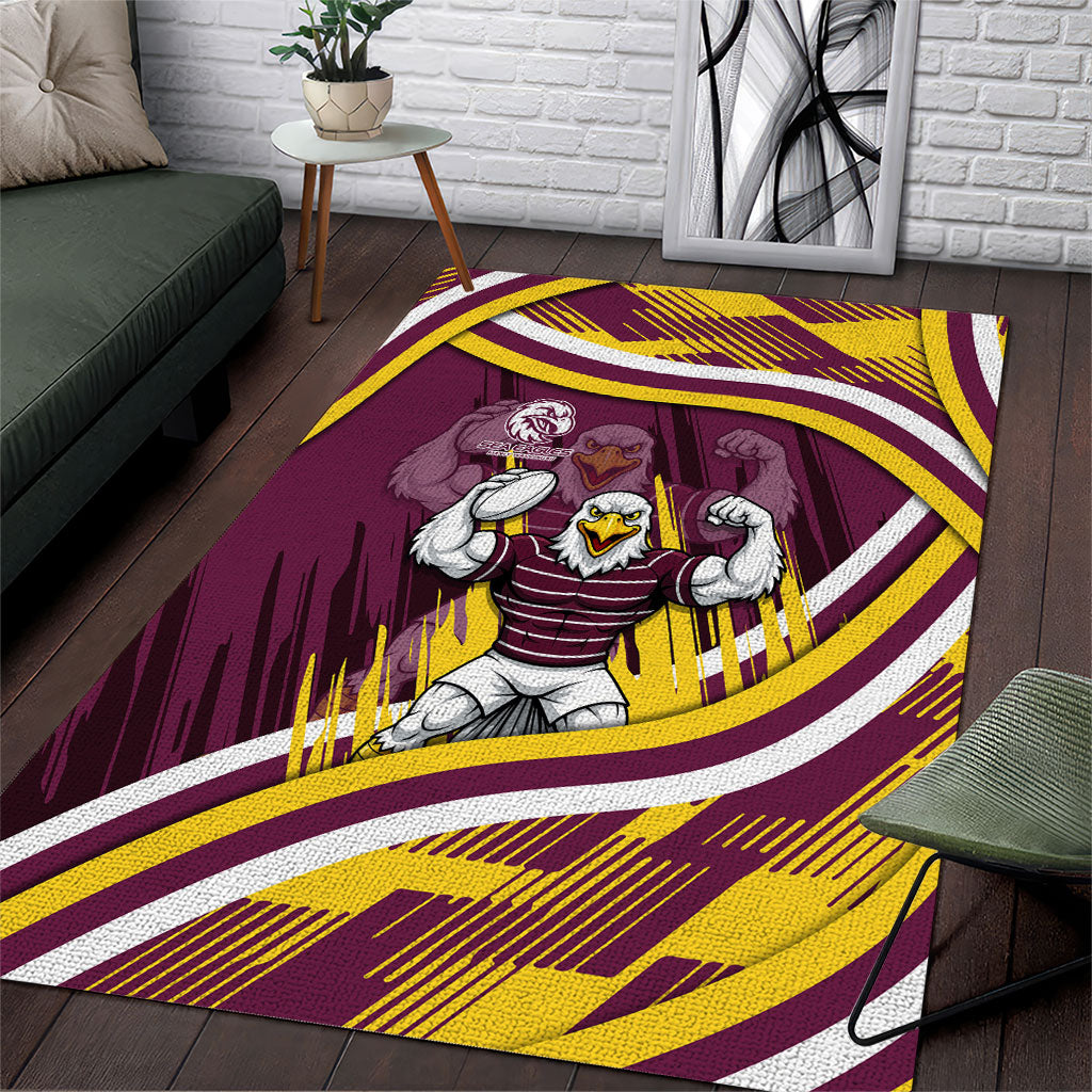 Sea Eagles Rugby Mascot Area Rug Fierce Athlete Graphic in Sports Style