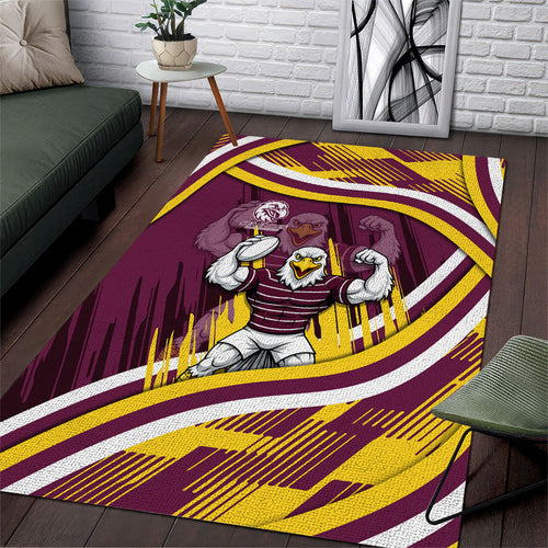 Sea Eagles Rugby Mascot Area Rug Fierce Athlete Graphic in Sports Style