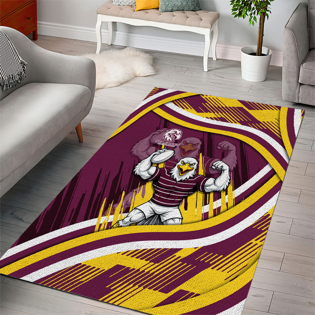 Sea Eagles Rugby Mascot Area Rug Fierce Athlete Graphic in Sports Style