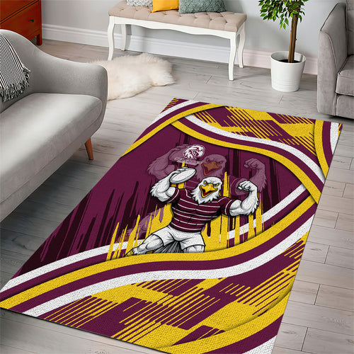 Sea Eagles Rugby Mascot Area Rug Fierce Athlete Graphic in Sports Style